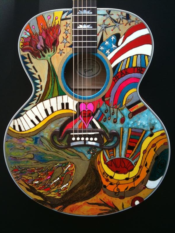 Gibson J200 painted by Nashville artist, Mandy Lawson and signed by Country music’s hottest stars on eBay Giving Works Gibson J200 painted by Nashville artist, Mandy Lawson and signed by Country music’s hottest stars on eBay Giving Works